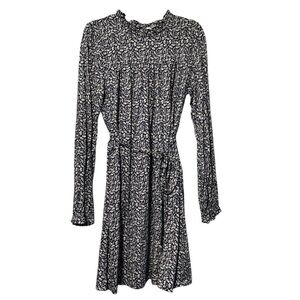 Boden Beige & Black Floral Long Sleeves Dres Size 12R